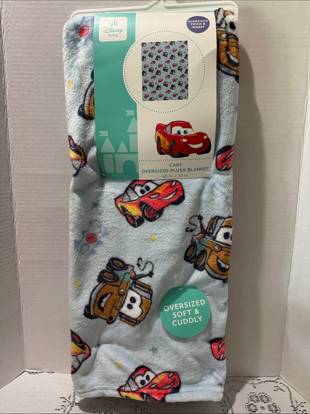 Disney Baby Cars Light Blue Lightning McQueen & Mater Oversized Plush Blanket